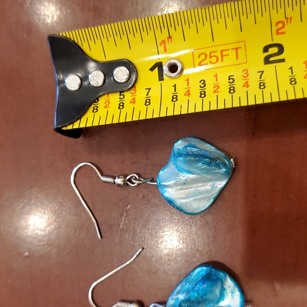 Blue Shell Earrings - Picture 2 of 2